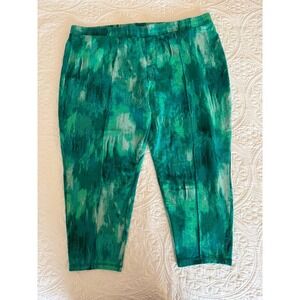 Isaac Mizrahi Live Green Tie Dye Cropped Pants 2XP Plus Petite A464338
